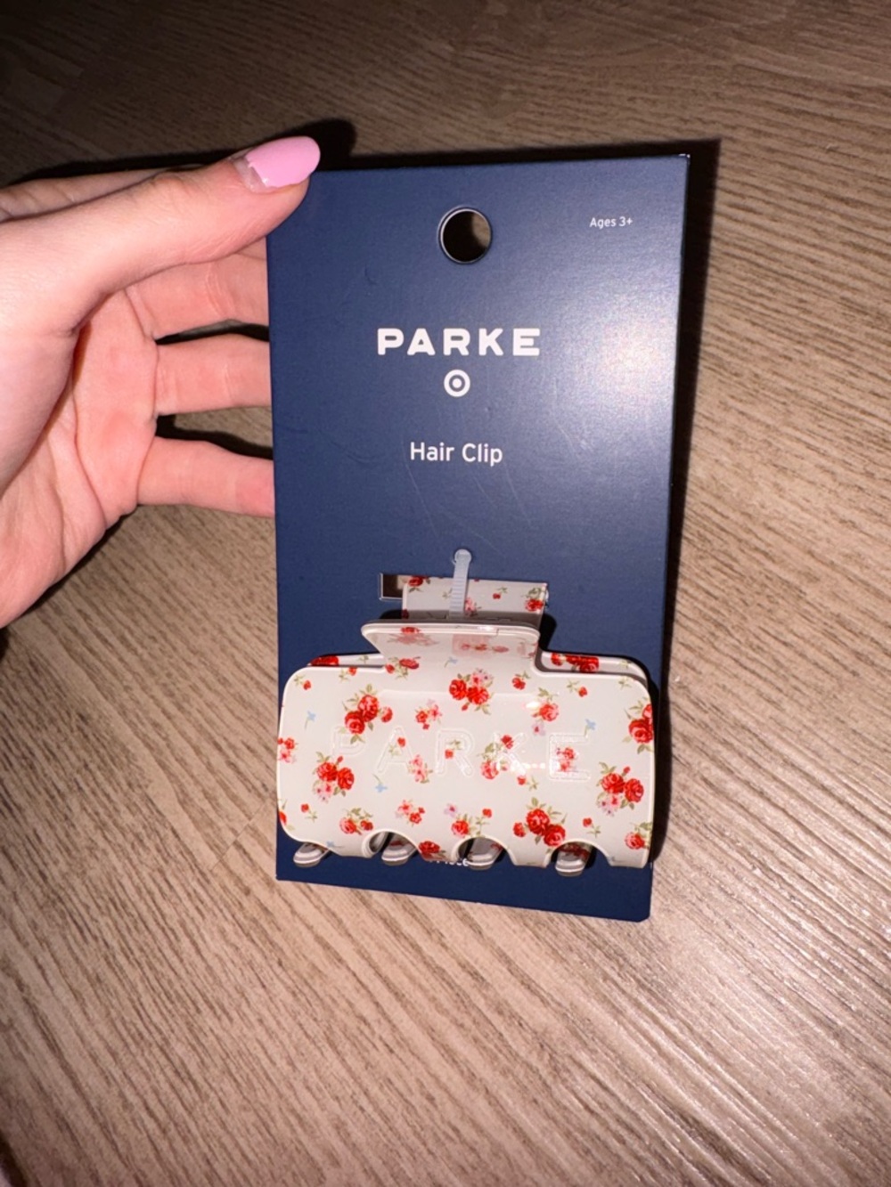 PARKE target Floral Resin Hair Clip - White with Red Roses